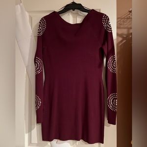Women long sleeves sweater dress with rhinestones size S